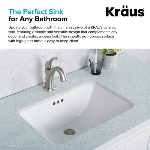 KCU241 Kraus Elavo 14.37'' White Ceramic Rectangular Undermount